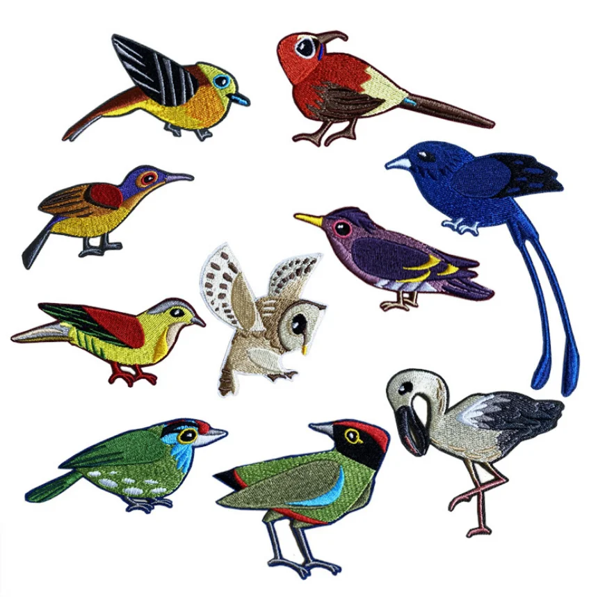 

Bird Iron On Sew On Embroidered Patches Clothing Hat Bag Shoe Repair Phone Gift Box Decor DIY Accessory 10 Pcs