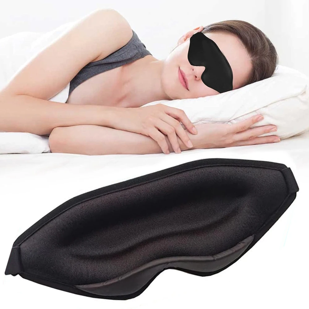 Black Sleep Mask for Men Women 3D Contoured Cup Concave Molded Night Yoga Nap Travel Sleep Eye Mask