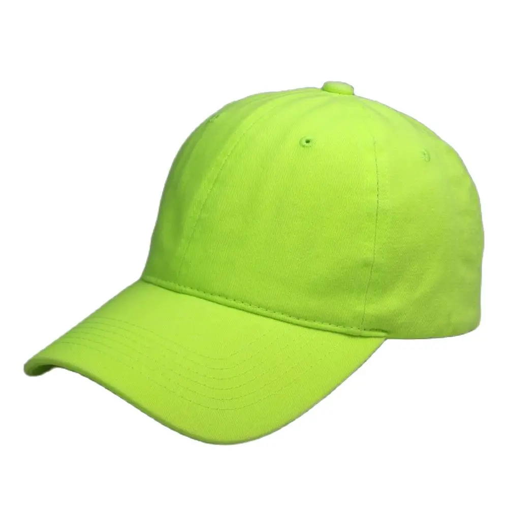 Ladies Mint Green Unstructured Baseball Cap Washed Cotton 6 Panel Ball Cap Retro Women\'s Hats Neon Yellow Neon Pink