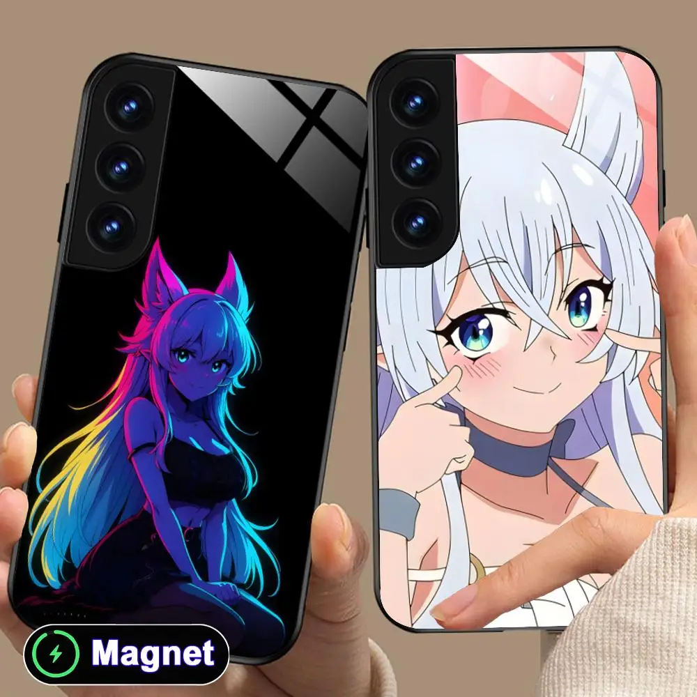 Anime Cute Fenrys Phone Case for Samsung Galaxy S26 S25 S24 S23 S22 S21 S20 Note20 Plus FE Ultra Glass Magnet Cover