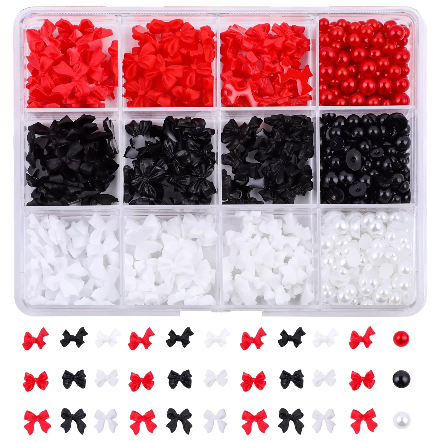 Professional Supply  Nail  Decoration Accessories Aurora Bow 12 Grid  Mix  Diy Resin Nail Charms Bows