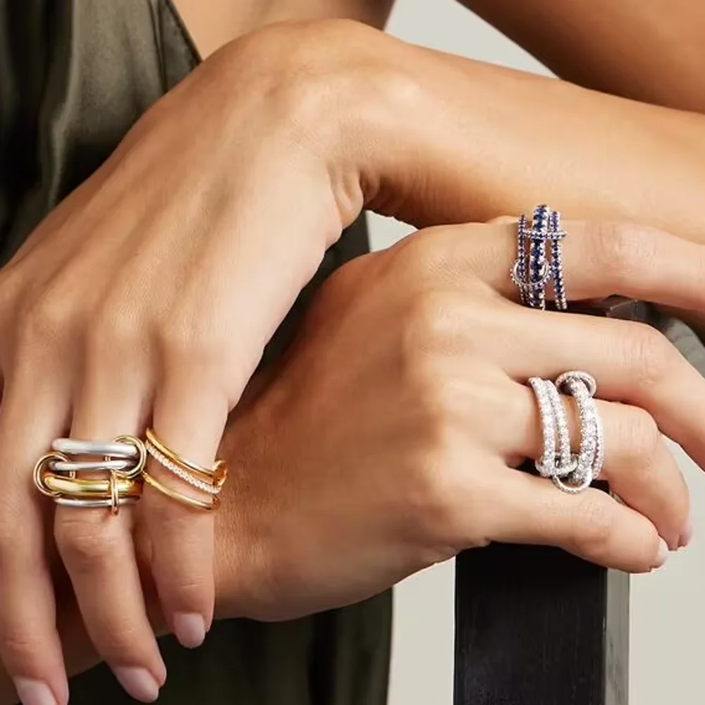 2026 New Stacking Kilcollin Engagement Band Rings Plain Micro Paved 5A CZ Mix Color Multi Pieces Stack Full Finger Women Jewelry