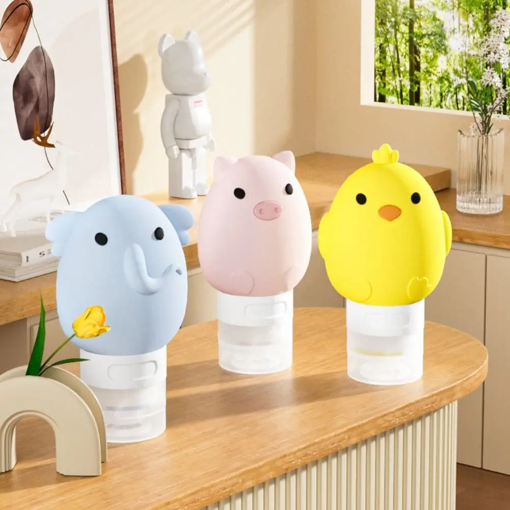 Nouveau 60ml bouteille vide rechargeable Mini dessin animé presser Tube bouteille échantillons conteneurs Silicone Lotion shampooing bouteille