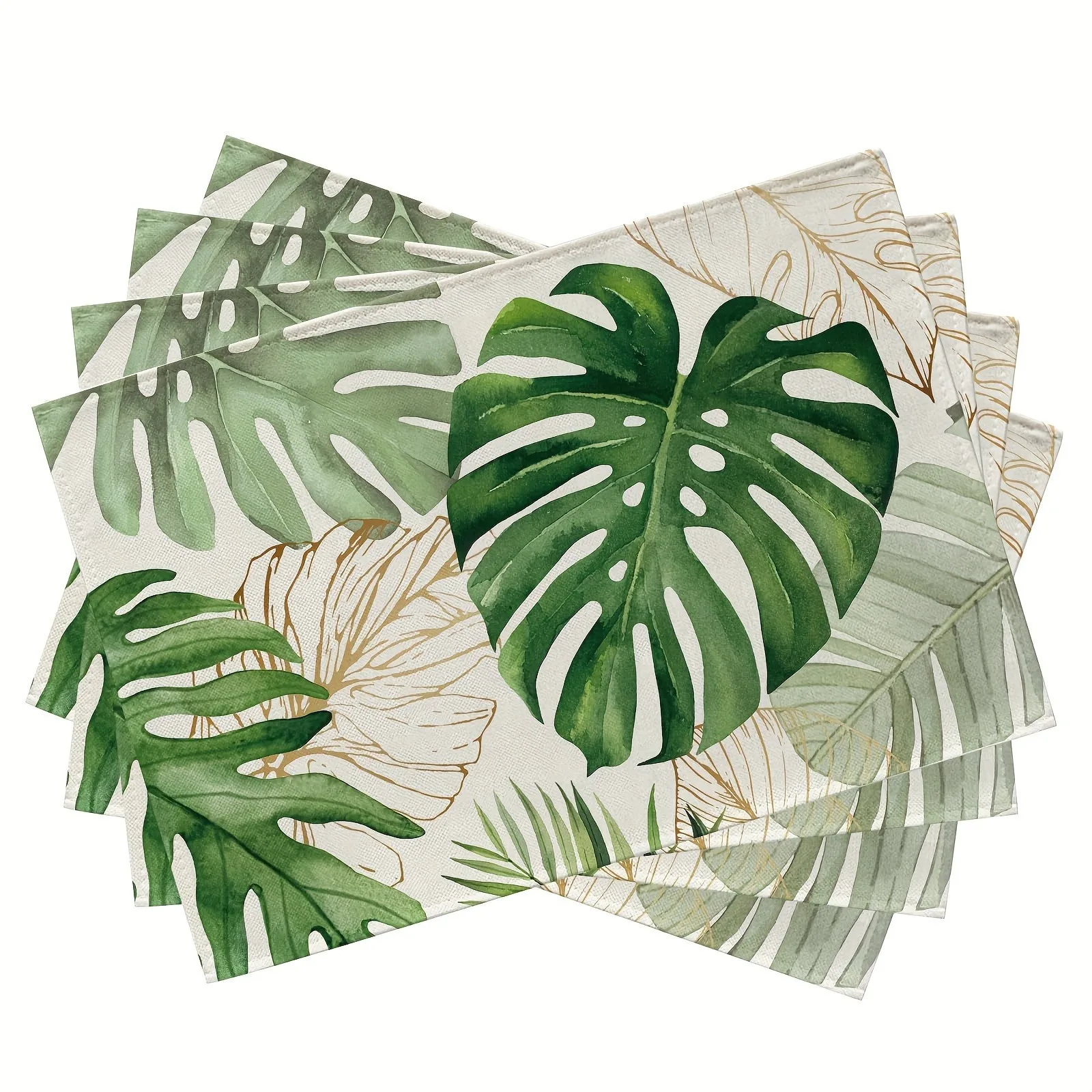 1 Pc Tropical Palm Leaf Placemat Set, Spring Summer Green Plant Mats, Hawaiian Decor for Dining Table, Holiday Party Ornament