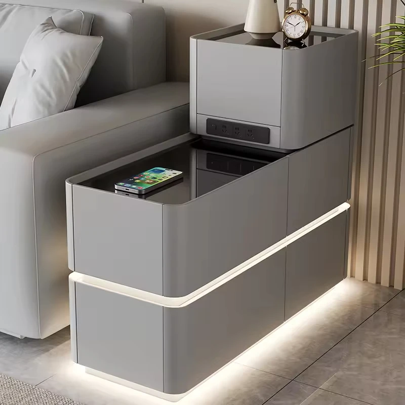 أريكة خزانة جانبية فاخرة طاولة بجانب السرير الذكية لغرفة النوم خزانة تخزين متعددة الوظائف لغرفة النوم وغرفة المعيشة