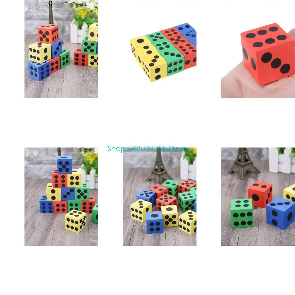 

K0EF Игральные кости из пенопласта, большие, квадратные, по 12 штук, разных цветов для игр — для детей, сувениры для вечеринок и