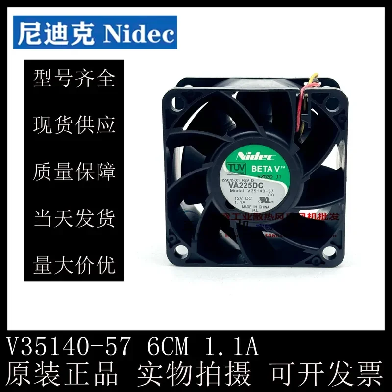 for NIDEC VA225DC 6038 12V 1.1A 6CM Violent Server Chassis Fan V35140-57