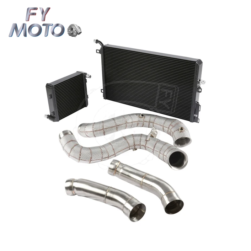 Radiator + Exhaust Downpipe For Mercedes Benz AMG C63 W205