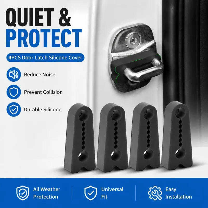 Silicone Car Door Latch Protective Cover Anti-collision Buffer Pad Quiet Shock Absorbing Muffler Cushion Prevent Slamming Noise
