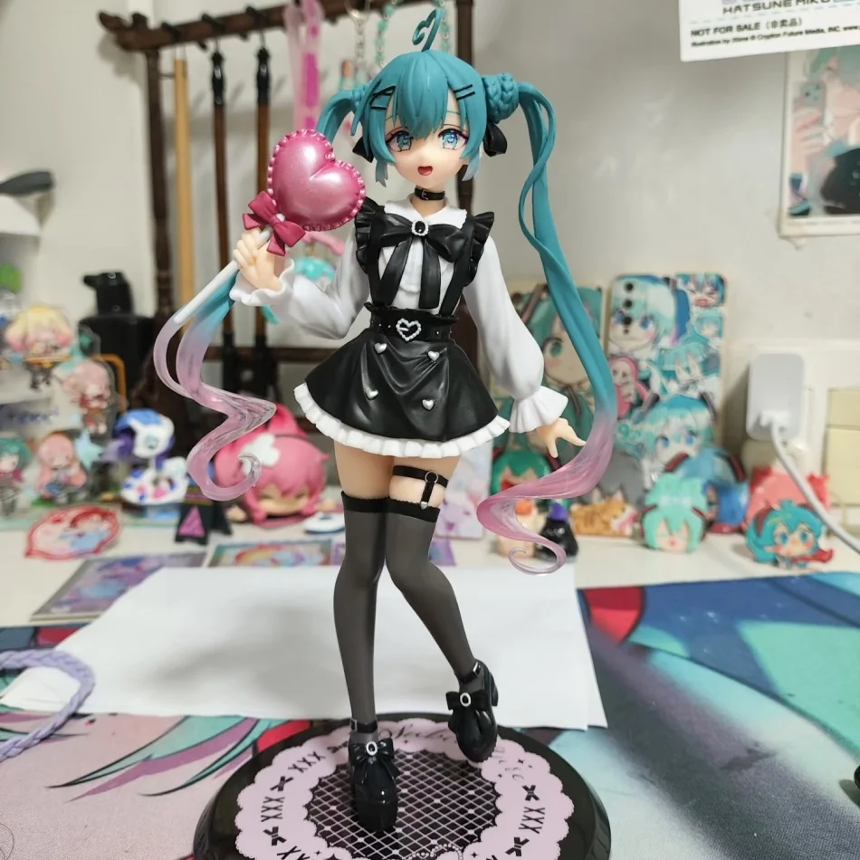 Hatsune Miku Fashion Figure – Subculture Style PVC Collectible Statue with Heart Lollipop, Anime Character Figurine for Des view 5