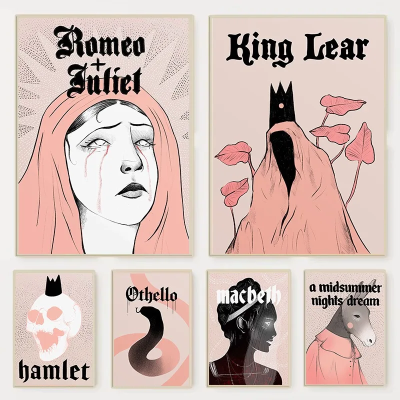 William Shakespeare Inspired Poster Tragedy Literature Romeo and Juliet Hamlet Canvas Painting Wall Art Living Room Home Decor