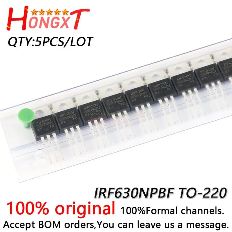 5PCS 100% NEW Original IRF630NPBF TO-220 N-channel 200V/9.2A in-line MOSFET field-effect transistor.