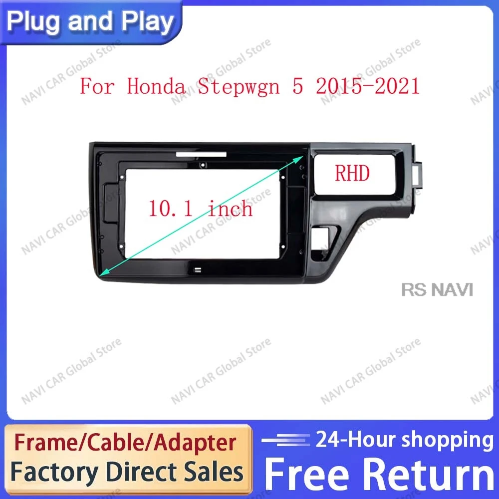 NAVI 10.1 inch For Honda Stepwgn 5 RP 2015 - 2021 Frame Audio Adaptor Dash Trim Kits Facia Panel  Radio Player screen 2 Din