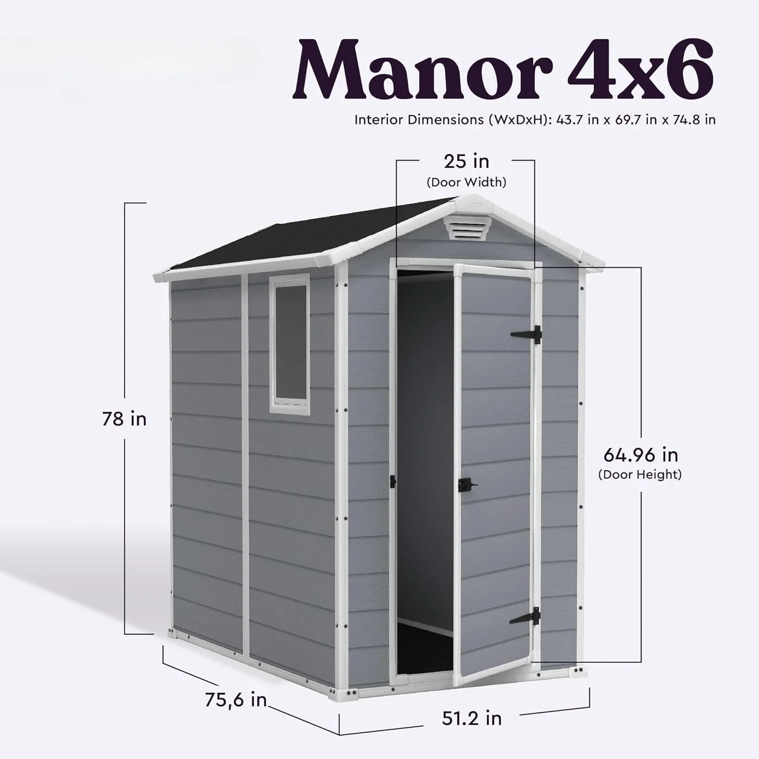 4x6 Resin Outdoor Storage Shed Kit-Perfect to Store Patio Furniture, Garden Tools Bike Accessories, Beach Chairs and Lawn Mower