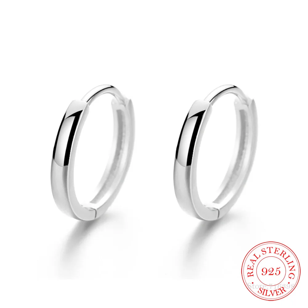 Cute 925 Sterling Silver Round AAA Cz Circles Small Loop Huggies Hoop Earrings For Women Jewelry Kids Baby Children Girls aretes