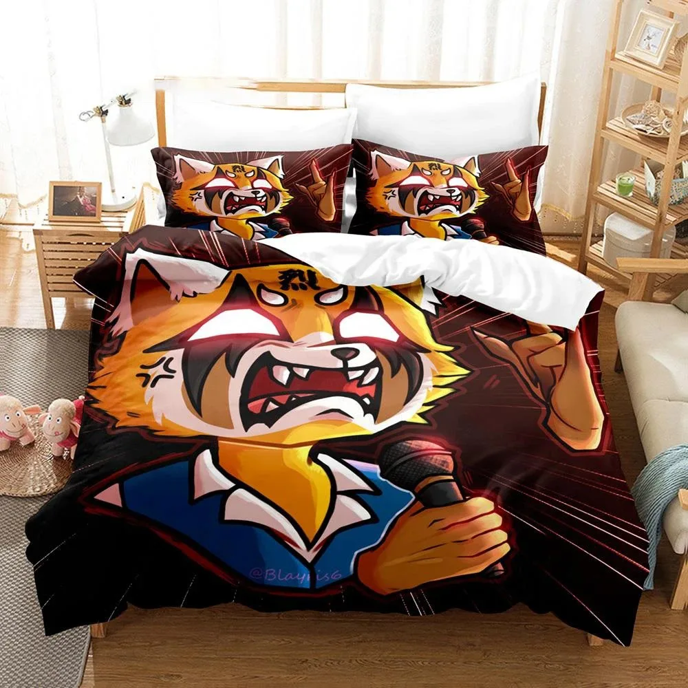 

3D Printed Aggretsuko Retsuko Bedding Set Boys Girls Twin Queen Size Duvet Cover Pillowcase Bed Kids Adult Home Textileextile