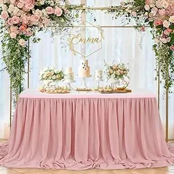 Chiffon Table Skirt Wedding Christmas Tablecloth Sheer Fabric for Sweetheart Table Birthday Party Cake Table Bridal Shower Decor