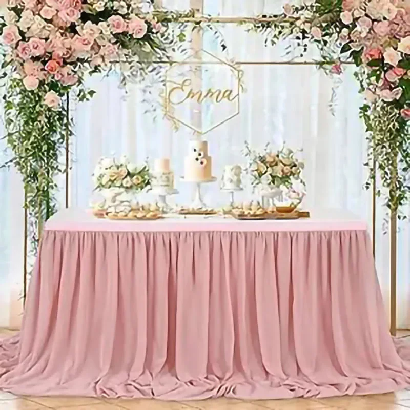 Chiffon Table Skirt Wedding Christmas Tablecloth Sheer Fabric for Sweetheart Table Birthday Party Cake Table Bridal Shower Decor
