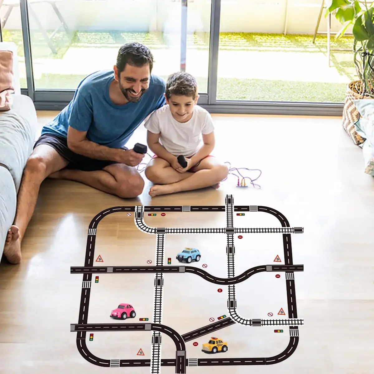 2/4/5Pcs DIY Railway Road Tape Traffic Sticker Adhesive Intelligence Route Mark Safety Education Creative Study Road Signs Tool