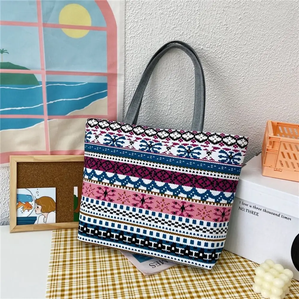 Storage Canvas Handbag Casual Large Size National Style Tote Bag Vintage Shopping Storage Bag Student