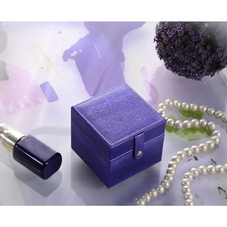 

4 Long Travel Jewelry Case Square Shaped Azure Blue