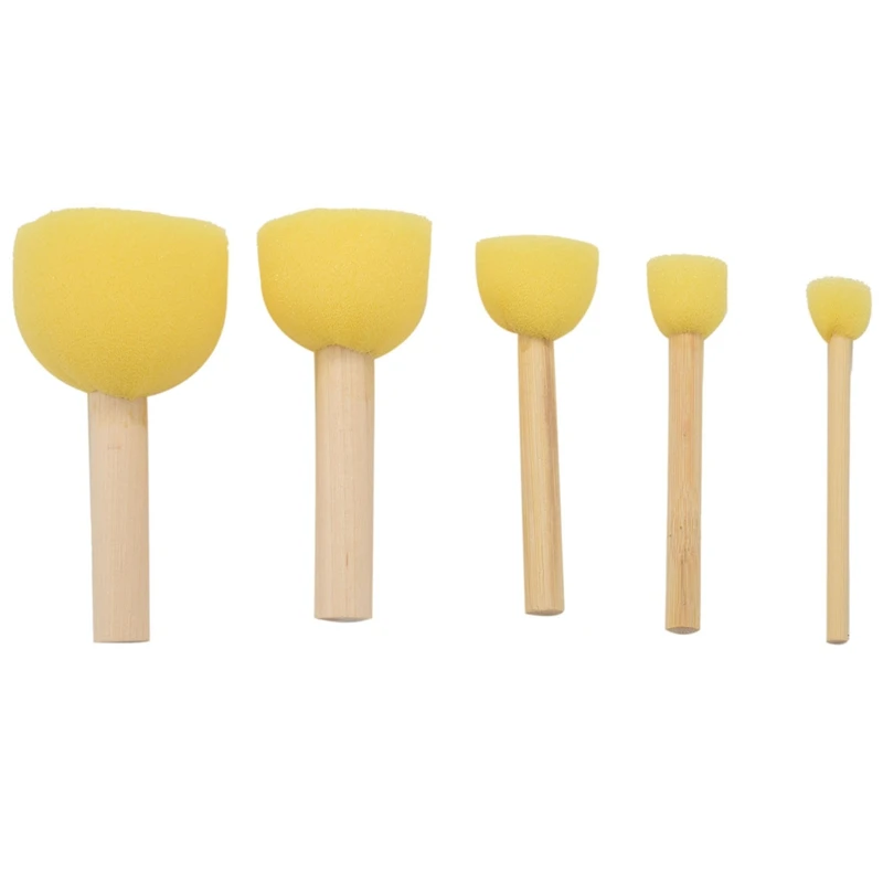 

Pack Of 30 Round Foam Sponge Paint Brush Set - Stencil Brush Value Pack - 5 Different Sizes - Great For Kids Arts And Crafts, St