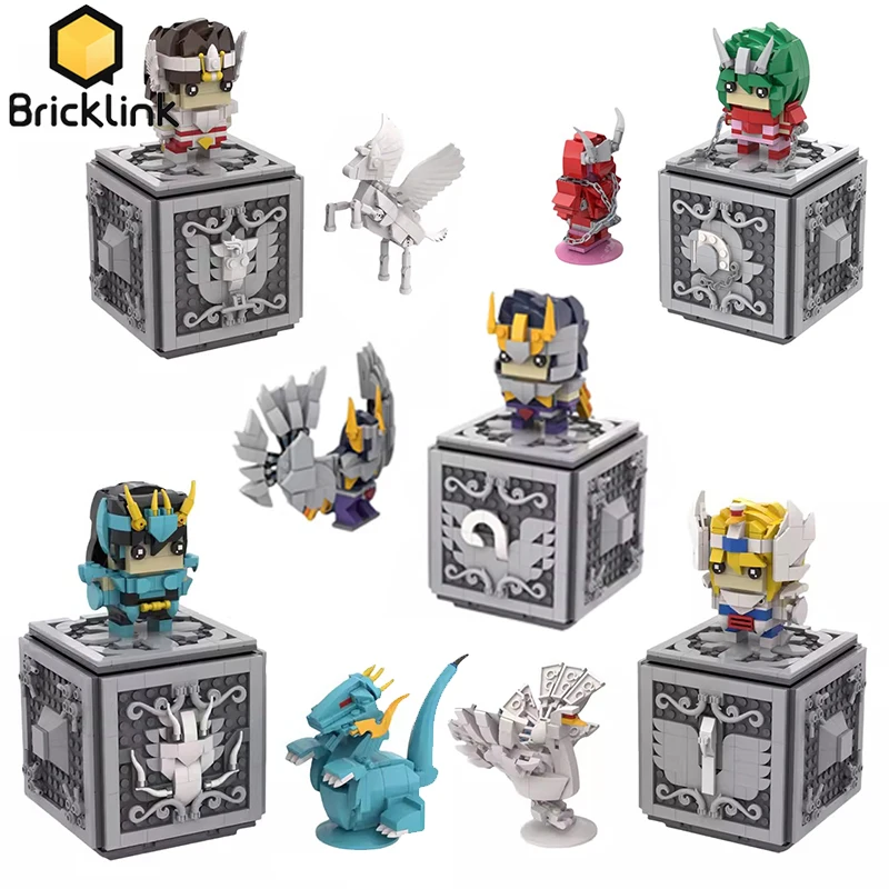 Bricklink MOC Japan Movie Saints Seiyaed Anime Figures Brickheadz With Pandora box Sets Building Blocks Kid Toys Christmas Gift