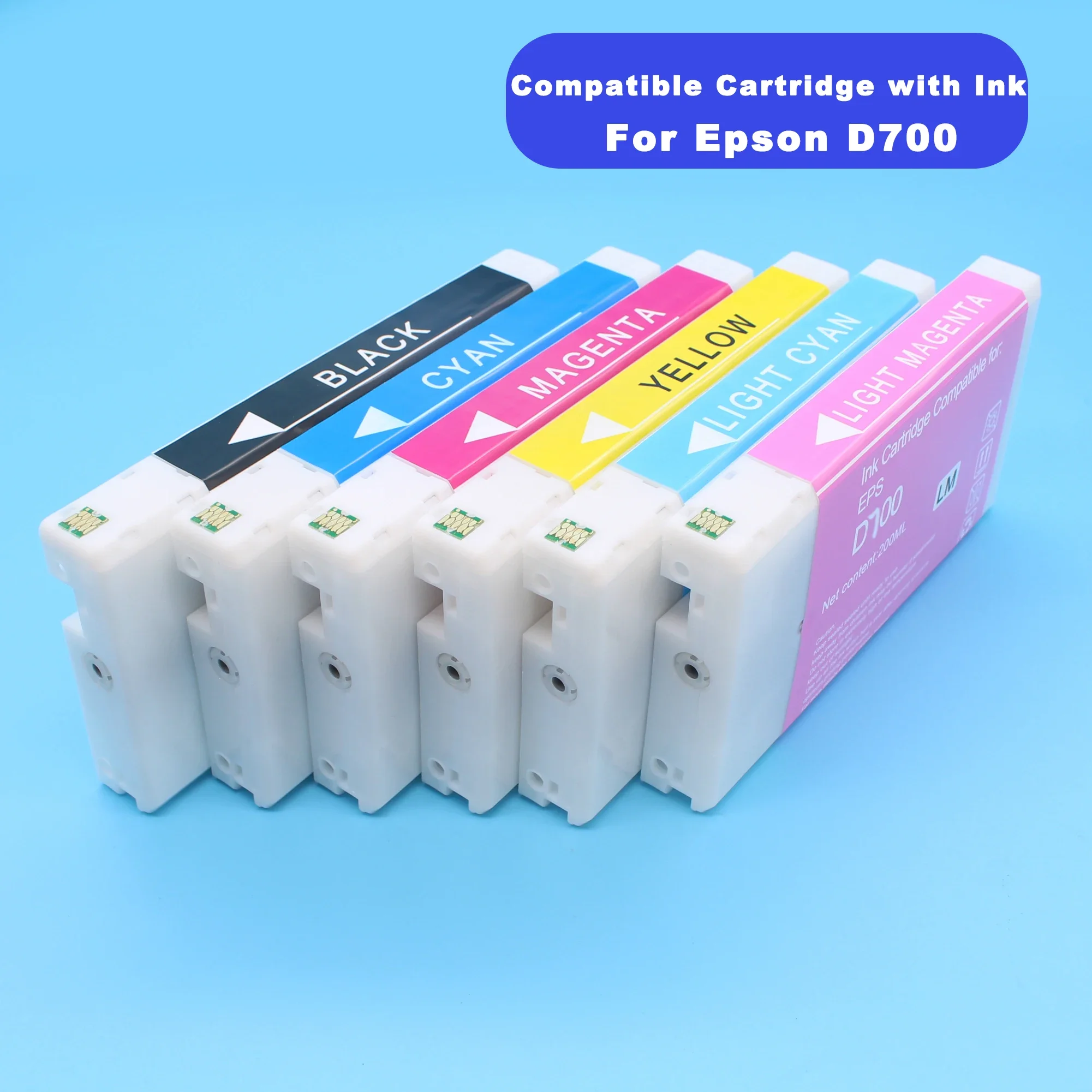 

6 Colors 200ml T7821-T7826 Compatible Ink Cartridge Fill With Dye Ink For Epson SureLab D700 SL-D700 Printer With Chips T7821