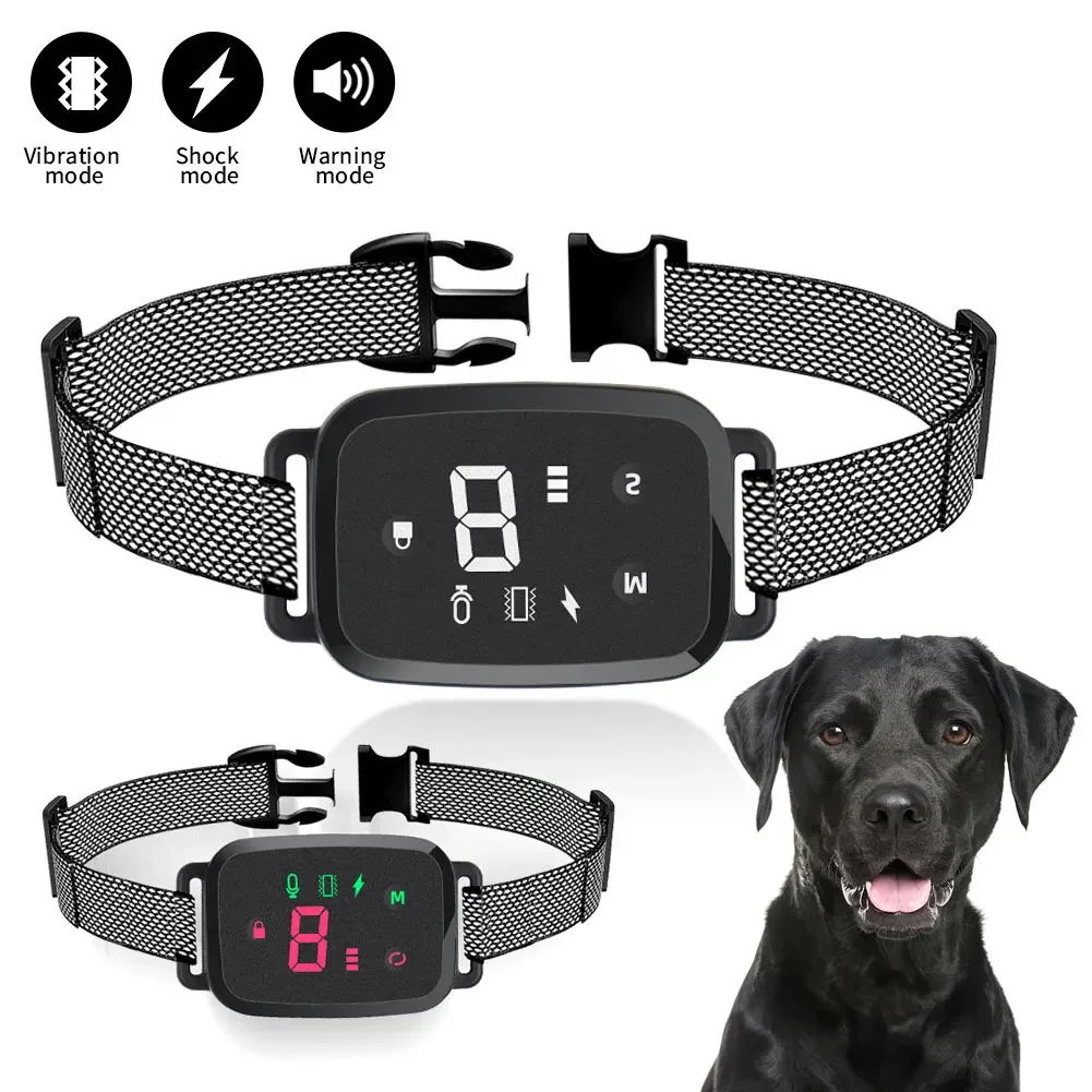 Smart Automatic Anti Barking Dog Collar HD Digital Display IP67 Waterproof Collar For Dog Rechargeable Bark Stopper Stop Barking