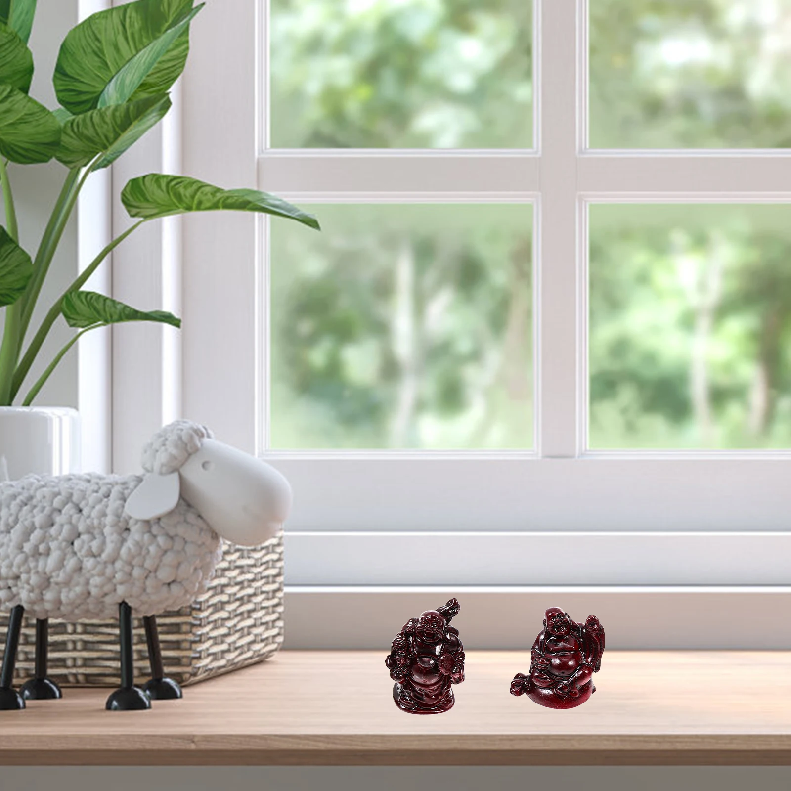 

6pcs Creative Resin Adornment Unique Decorative Desktop Office Home Gift Exquisite Design Housewarming Maitreya Shape
