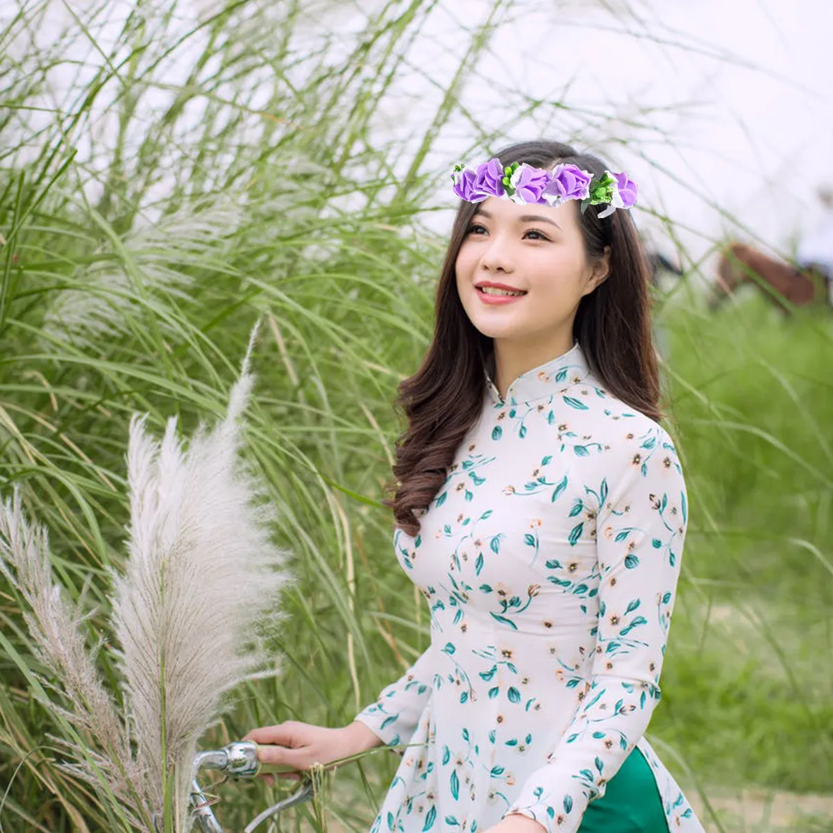 

Purple Strawberry Floral Hair Wreath Handmade Rattan Vine Headband with Berries Leaves for Bride Bridesmaid Flower