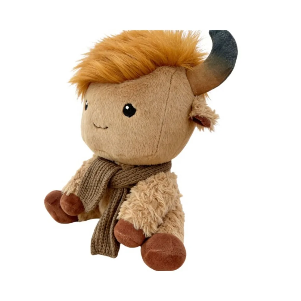 

Knitted Scarf Scottish Highland Cow Plush Soft Stuffed Cute Fluffy Cow Fluffy Doll Removable Scarf Cow Stuffed Animal
