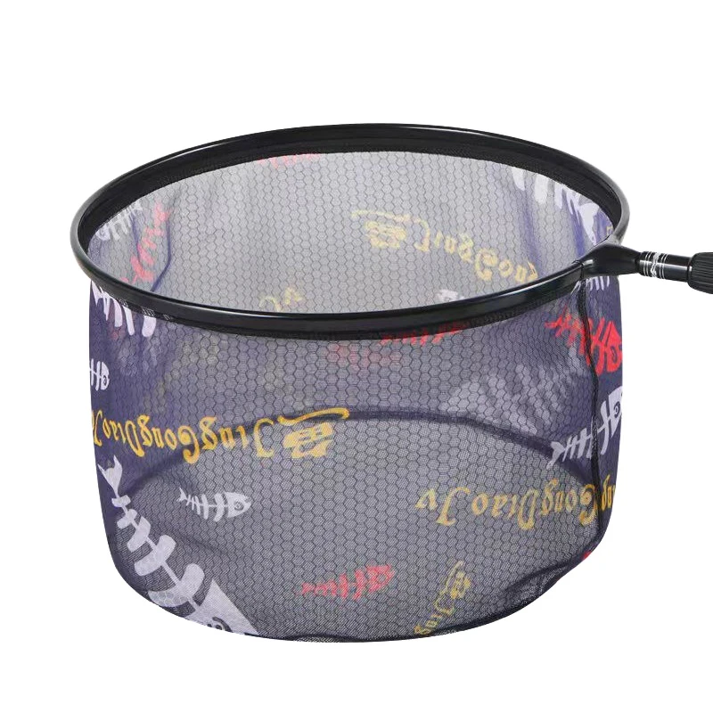 Carbon Fishing Net Outdoor Foldable Mesh Deep Landing Dip Net Head Round Small Net Fishing Hand Net Fishing Convenience Tool