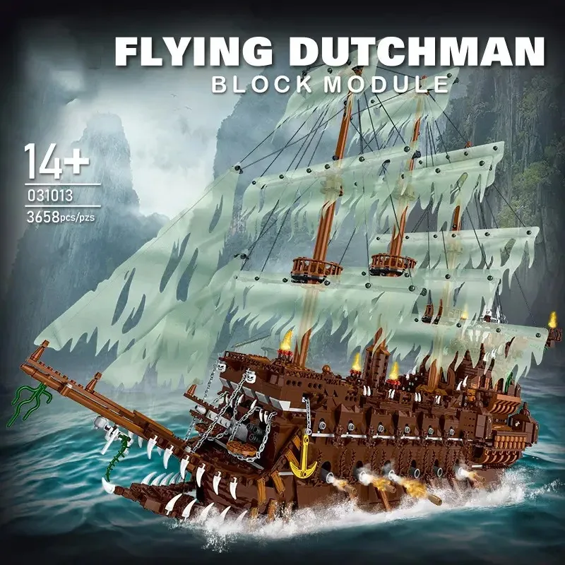3652PCS MOC Il Volante Dutchman Nave Pirata Building Blocks Film Fantasma Modello Kit Giocattoli di Montaggio per Il Capretto Per Adulti Regalo di Halloween