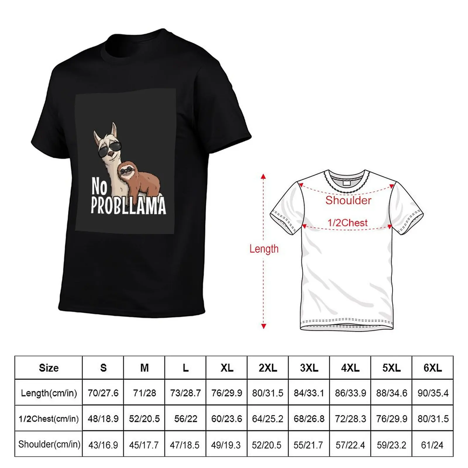 No Prob-LLama Hipster Llama & Sloth With SunGlasses Gift T-Shirt Plus Size Loose Short Sleeve Top