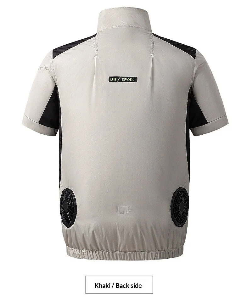 Unisex USB Cooling Vest With Wearable Fan 13 Hours Working Air Conditioned Short Sleeve For Outdoor Work Fishing Heat Relief