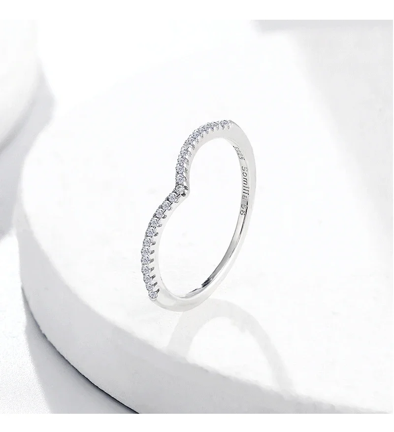 SOMILIA Schlichter Stil 925 Sterling Silber Ehering für Frauen Mini Zirkonia Feiner Schmuck Größe 6/7/8/9/10 Bestseller 4002 – Detail 3
