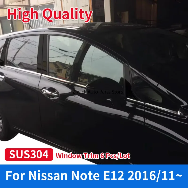 

6 Pieces Auto Chromed Garnish Car Exterior Side Chrome Window Trim for Nissan Note E12 2016+