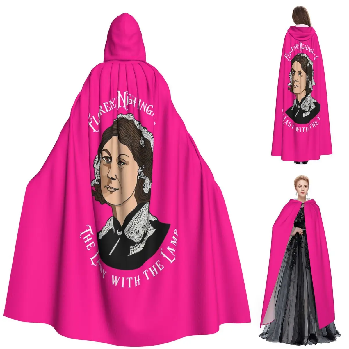 

Florence Nightingale Nursing Pie Chart Pioneer Long Hooded Cloak Witch Medieval Costume Cosplay Cape HalloweenParty Adult Unisex