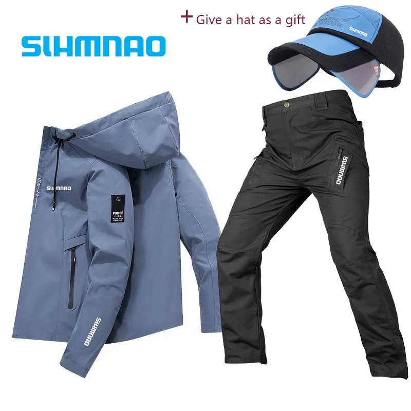

Spring and Autumn Hooded Windproof and Waterproof Fishing Set, Outdoor Mountaineering and Cycling Suit, Hunting Tactical Pants