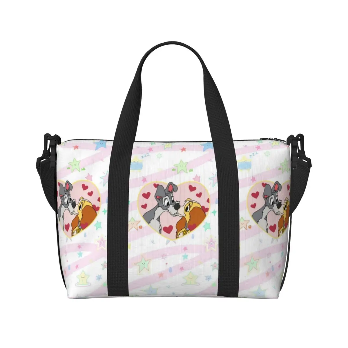 

Сумка-тоут с аниме-принтом «Дама и Трупад» для женщин, большая вместительная сумка с милым мультяшным рисунком, для спортзала, пляжа, путешествий, на плечо