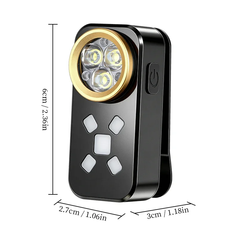 flashlight with magnetic clip, compact and lightweight, LED high-intensity outdoor work light with red and blue warning flash