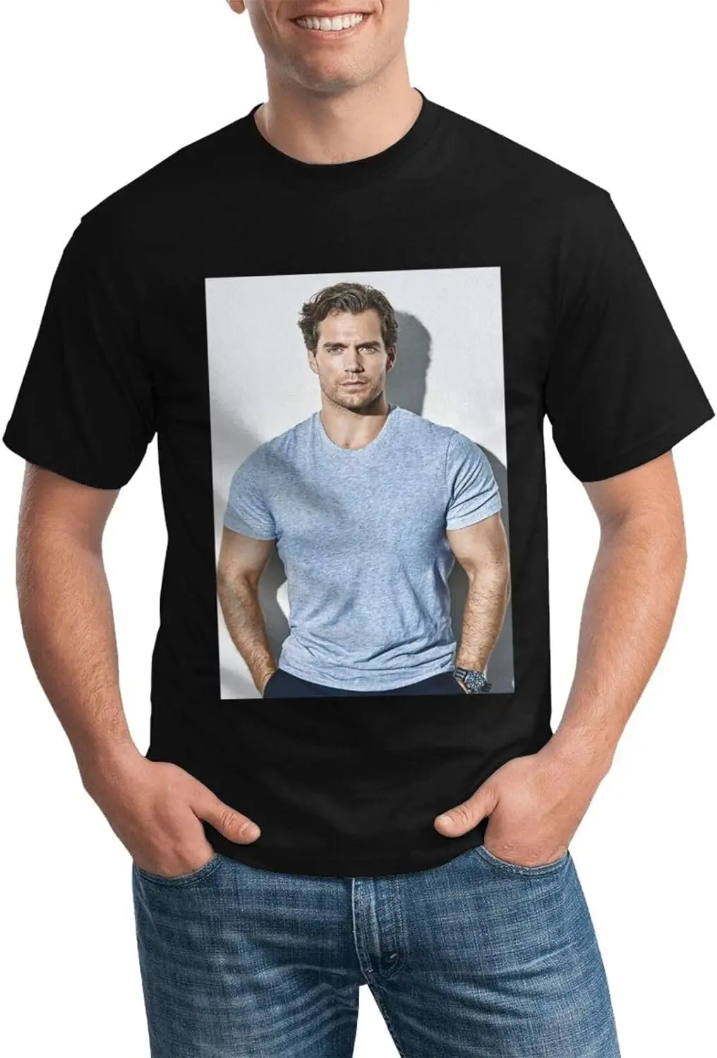 Henry Cavill T-Shirt Crewneck Top Short-Sleeve T-Shirt 100% Cotton Tees for Men,Women (8Sizes)