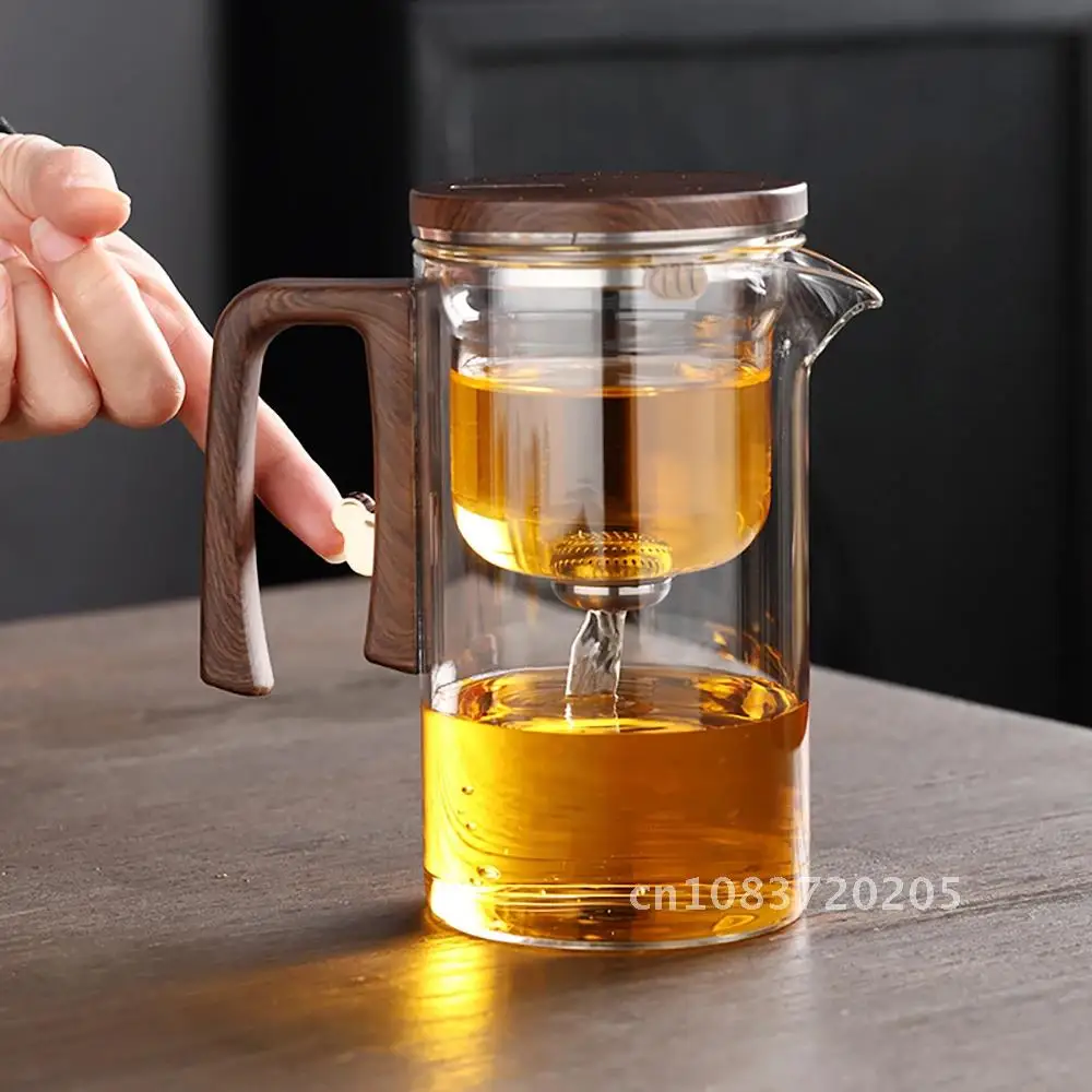 Glass Tea Pot Kettle Infuser 520ML/720ML Teapot Water Separation Inner Magnet One Click Magnetic Switch Tea Filtration Cup Set