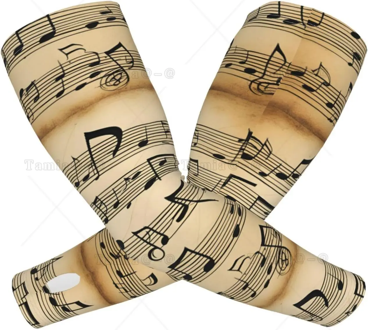 Musical Notes Print Adult Cooling Arm Cover Unisex Fit for Sunlight Exposure and Outdoor Activities Black One Size