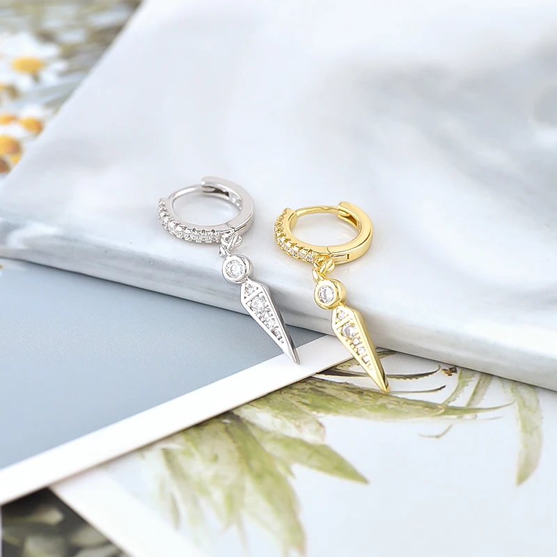 925 Sterling Silver Ear Needle European American Retro Pinted Micro-set Zircon Pendant Earrings Women's Fashion Jewelry Gifts