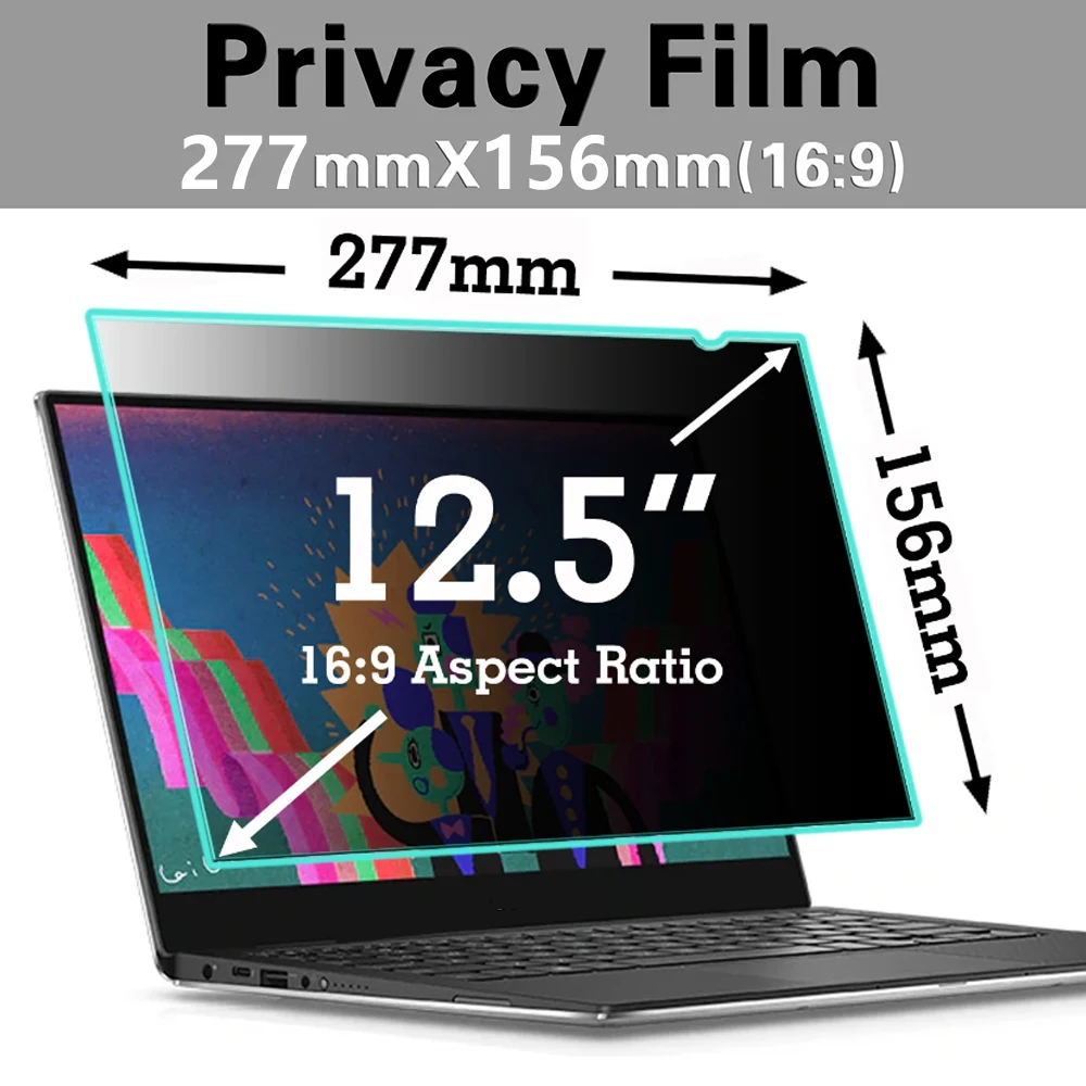 

277mm*156mm Privacy Screen Protector Filter for 16:9 Laptop 12.5 inch Notebook PC Computer Anti-spy/peep Anti-Glare Matte Film