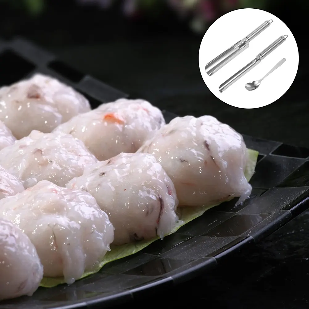 

Stainless Steel Shrimp Slide Mold Kitchen Gadgets Fish Diy Meatball Tool Ball Tool Practical Easy Fish Ball Mold Storage