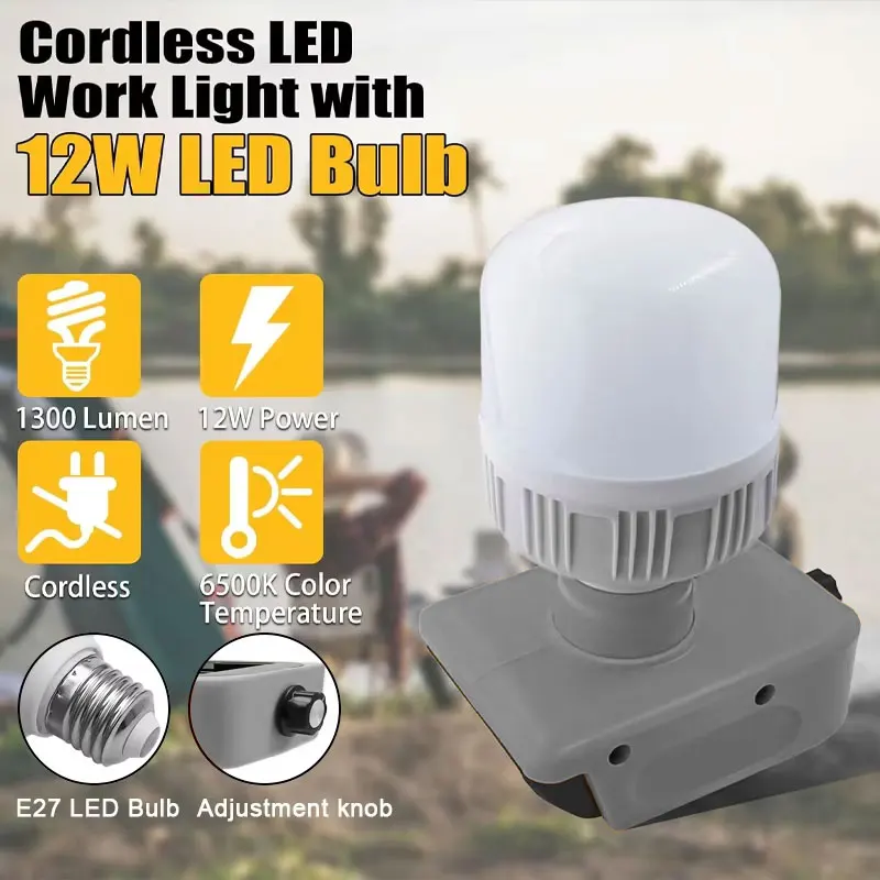 Cordless LED Work Light Desk Lamp for Dewalt 18V 20V Li-ion Battery Protable Flashlight LED Flood Light Brightness Adjustable