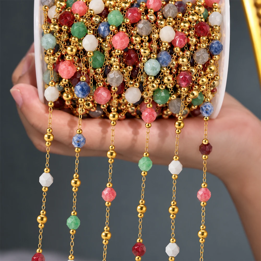 0.5Meter 1Meter Paperclip Jewelry Chain Link Raw Stone Bead Chain Stainless Steel Chain for Jewelry Making Necklace Chains